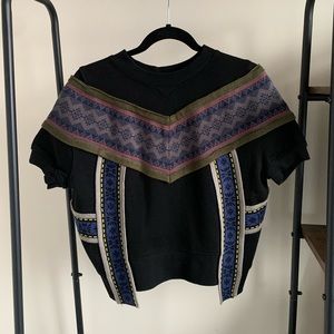 Patchwork black crop tee shirt